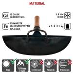 Small Yosukata 36cm Wok aus Blauem Kohlenstoffstahl (Runder Boden, Vorbereitete) + Edelstahl Wok-Deckel 34,5cm (für Wok 36cm) + Wok-Utensilien-Set: Wokspatel und Schöpflöffel aus Edelstahl mit 43 cm Länge