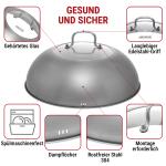 Small Yosukata 36cm Wok aus Blauem Kohlenstoffstahl (Runder Boden, Vorbereitete) + Edelstahl Wok-Deckel 34,5cm (für Wok 36cm) + Wok-Utensilien-Set: Wokspatel und Schöpflöffel aus Edelstahl mit 43 cm Länge