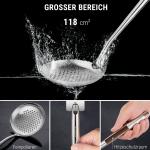 Small Yosukata 34cm Wok aus Blauem Kohlenstoffstahl (Flacher Boden, Vorbereitete) + Edelstahl Wok-Deckel 32,5cm (für Wok 34cm) + Wok-Utensilien-Set: Spatel & Schöpflöffel & Schaumlöffel aus Edelstahl mit 43 cm Länge