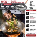 Small Yosukata 36cm Wok aus Silberne Kohlenstoffstahl (Runder Boden, Nicht vorbereitete)