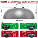 Small Yosukata 34cm Wok aus Blauem Kohlenstoffstahl (Flacher Boden, Vorbereitete) + Edelstahl Wok-Deckel 32,5cm (für Wok 34cm) + Wok-Utensilien-Set: Wokspatel und Schöpfkelle aus vorbereitetem Karbonstahl und Bambus-Essstäbchen mit 43 cm Länge