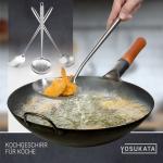 Small Yosukata Wok-Utensilien-Set: Spatel & Schöpflöffel & Schaumlöffel aus Edelstahl mit 43 cm Länge