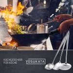 Small Yosukata Wok-Utensilien-Set: Spatel & Schöpflöffel & Schaumlöffel aus Edelstahl mit 43 cm Länge