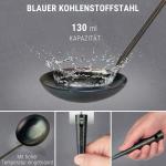 Small Yosukata Wok-Utensilien-Set: Wokspatel und Schöpfkelle aus vorbereitetem Karbonstahl und Bambus-Essstäbchen mit 43 cm Länge