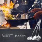 Small Yosukata Wok-Utensilien-Set: Spatel & Schöpflöffel & Pfannenwender aus Edelstahl mit 43 cm Länge