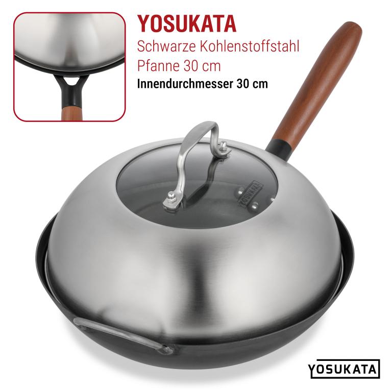 Yosukata Edelstahl Wok-Deckel 29cm (für Wok 30cm) 