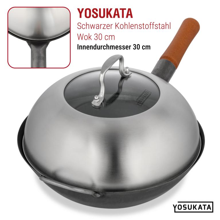 Yosukata Edelstahl Wok-Deckel 29cm (für Wok 30cm) 