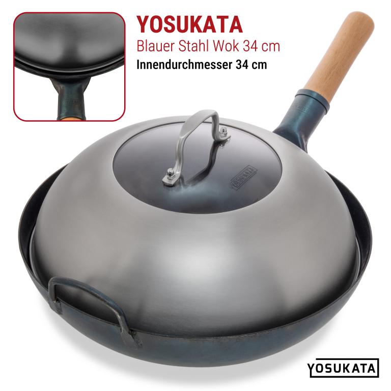 Yosukata Edelstahl Wok-Deckel 32,5cm (für Wok 34cm)