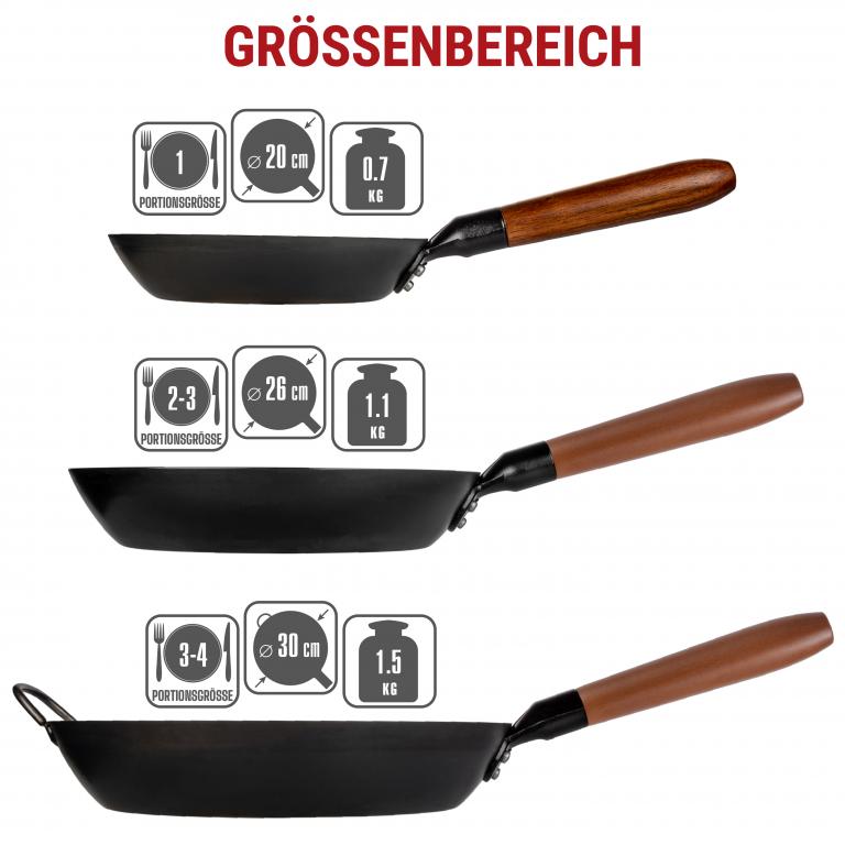 Yosukata 30cm Schwarze Bratpfanne aus Kohlenstoffstahl (Vorbereitete)