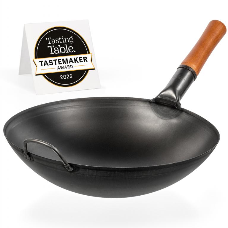 Yosukata 36cm Wok aus Schwarzem Kohlenstoffstahl (Runder Boden, Vorbereitete)