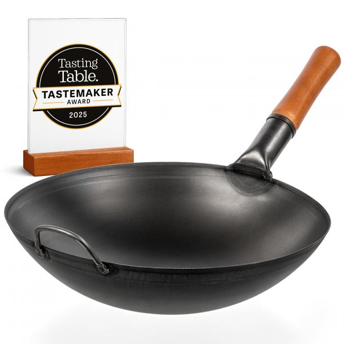 36cm Wok aus Schwarzem Kohlenstoffstahl (Runder Boden, Vorbereitete)