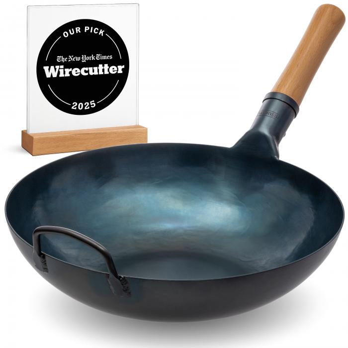 34cm Wok aus Blauem Kohlenstoffstahl (Flacher Boden, Vorbereitete)
