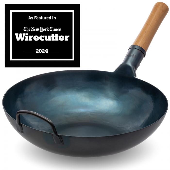 34cm Wok aus Blauem Kohlenstoffstahl (Flacher Boden, Vorbereitete)