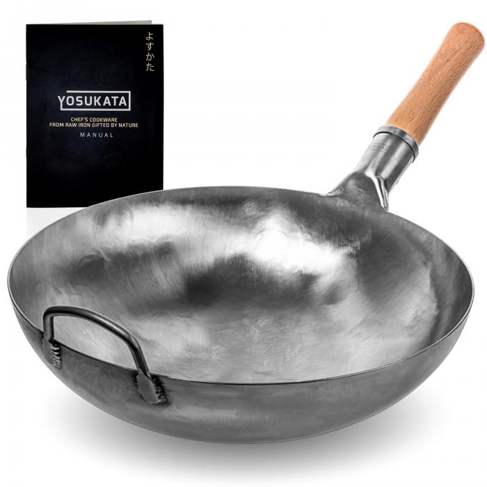 36cm Wok aus Silberne Kohlenstoffstahl (Runder Boden, Nicht vorbereitete)